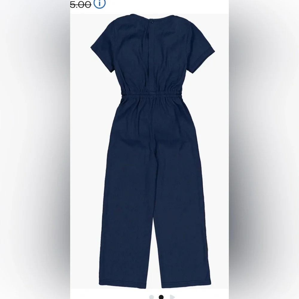 Joe's Jeans Blue Crinkle Wide Leg Jumpsuit O-Ring Sz XL 16 *Flaws